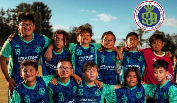 Kids practicing soccer drills in a structured summer training session with coach guidance